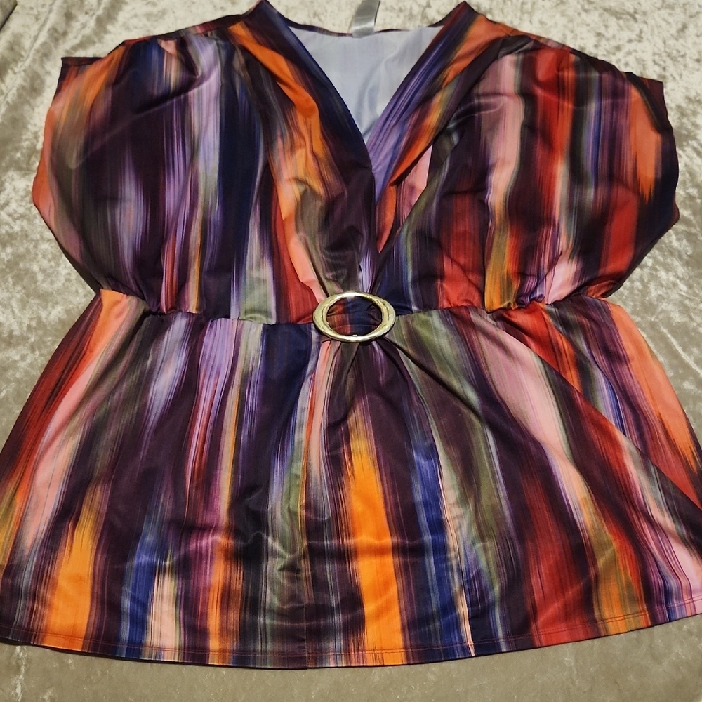 Multicolor Striped Women's Top Sz 3X